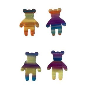 Shoes Charms lot‎ of 4 Resin Colorful Rainbow Bears for Clogs Shoes